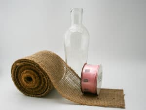 Supplies for Burlap vase-pink ribbon