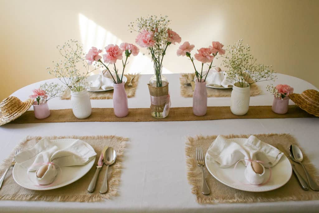 Easter Brunch Tablescape with DIY vases