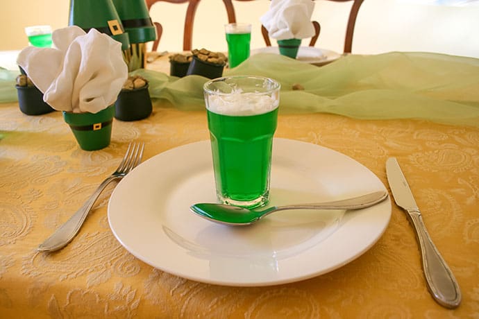 green beer on white plate
