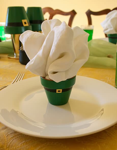 green leprechaun hats with white napkin