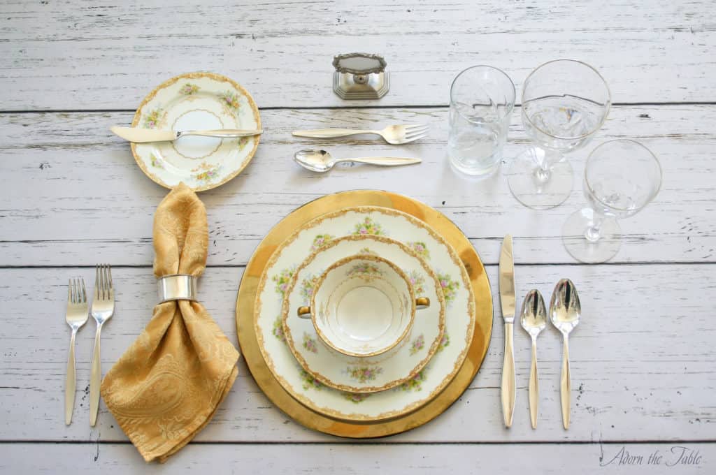 Table setting example for a formal meal