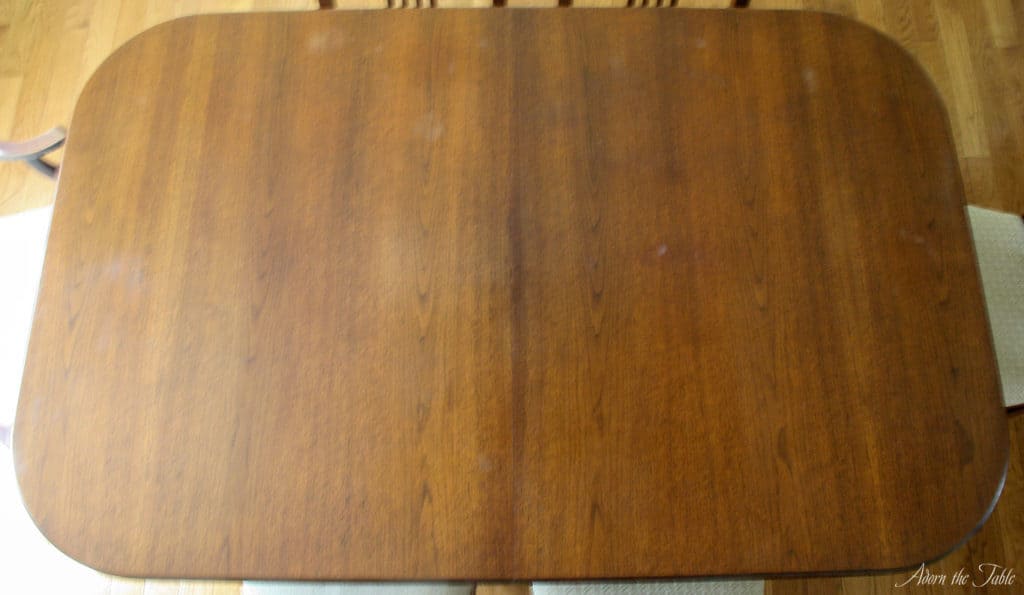 Old table with hazy white stains removed