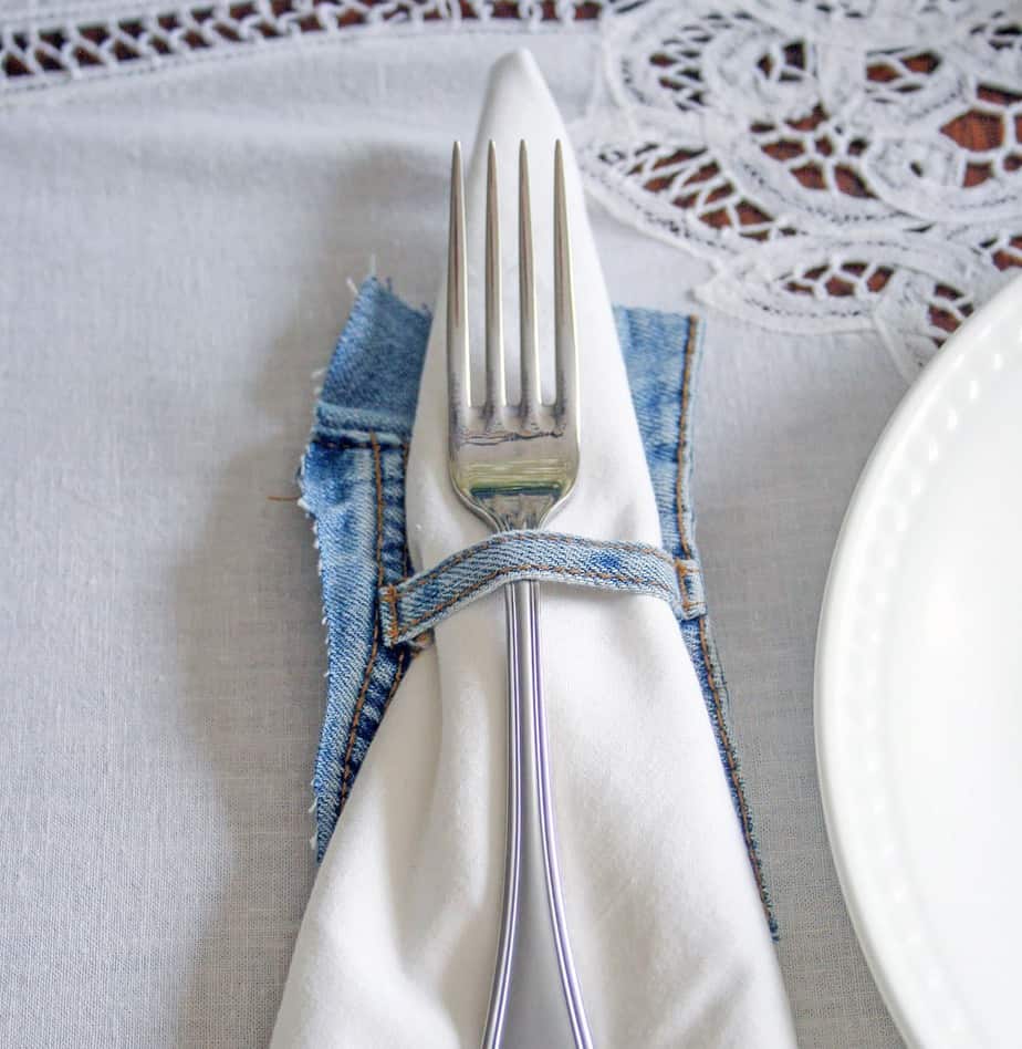 Denim napkin ring made from old jeans