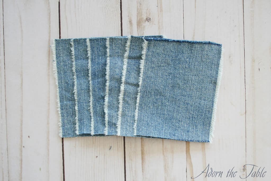 Denim place card fabric cut to size
