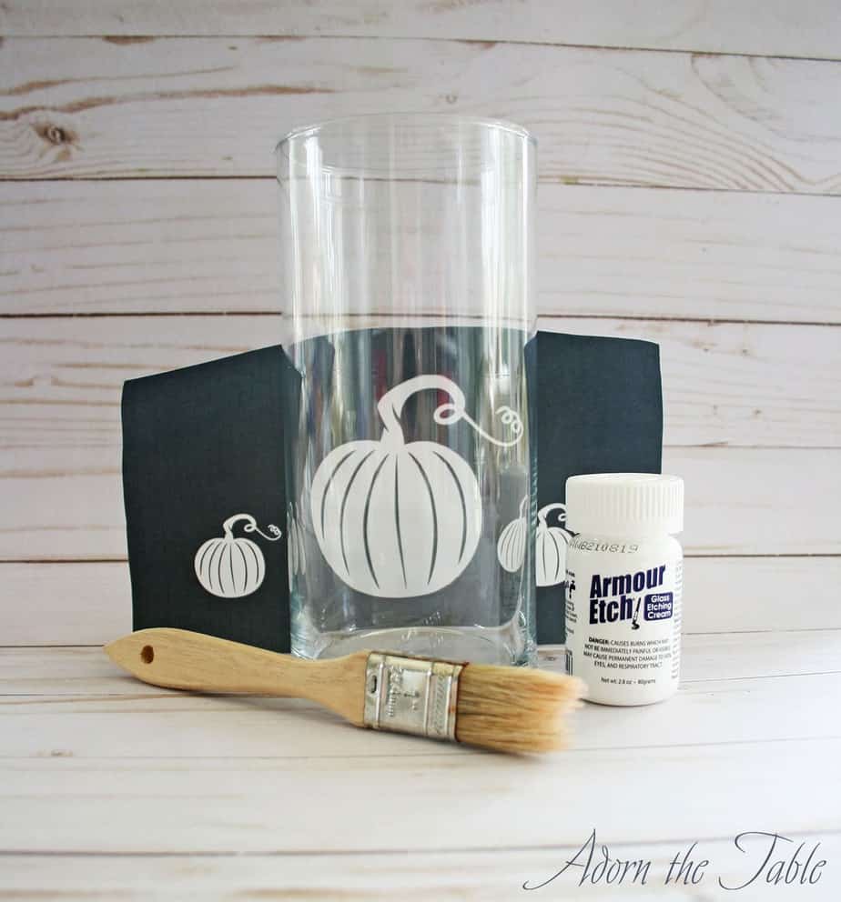 Easy Glass Vase Etching DIY supplies