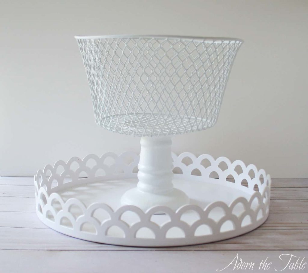 Completed chic white 2-tiered tray