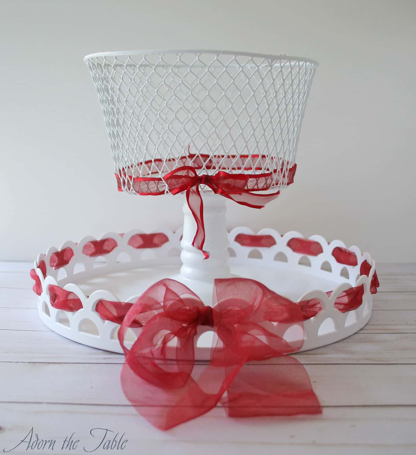 Simple 2Tiered Tray DIY from Dollar Tree Items Adorn the Table