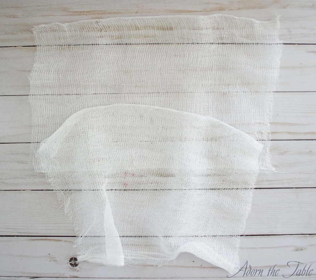 Pieces of cheesecloth to make diy Halloween ghost