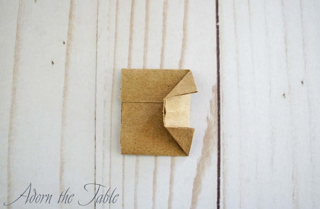 DIY paper bag showing corners folded