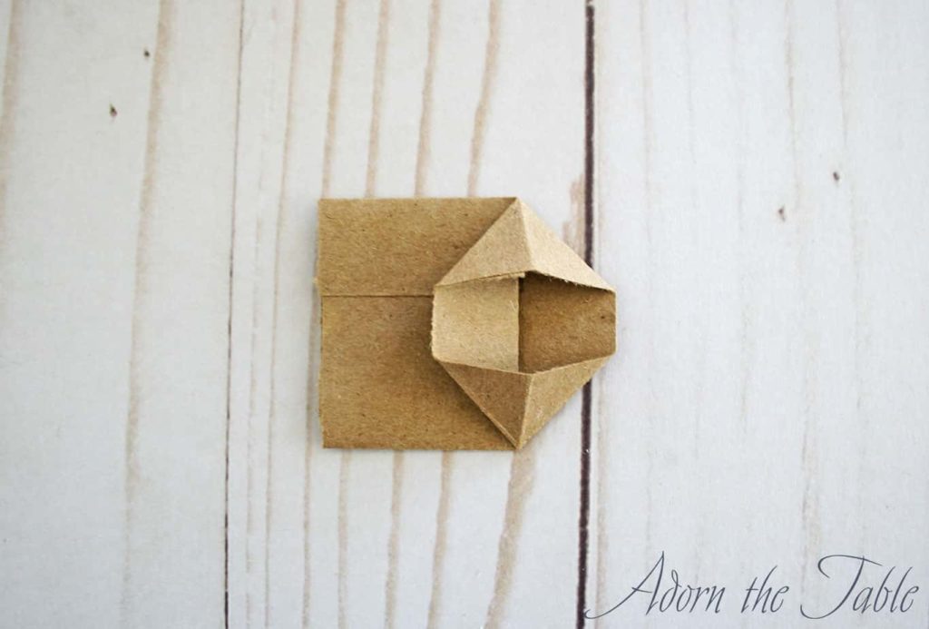 Halloween diy paper bag with folded corners now open