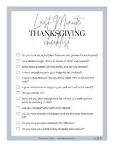 Last minute Thanksgiving day checklist