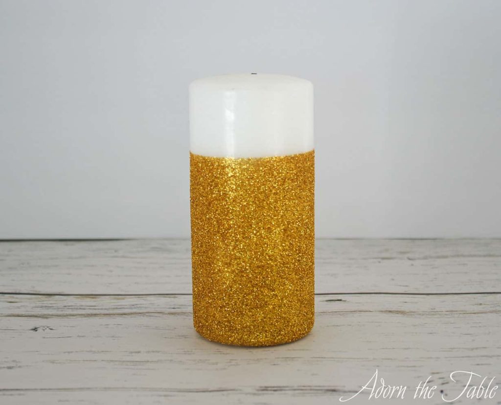 Finished gold diy glitter candle