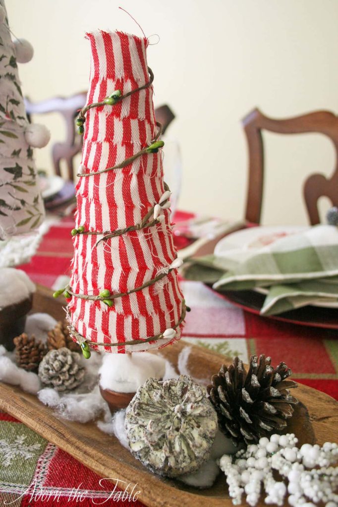 Red and white striped diy Christmas tree