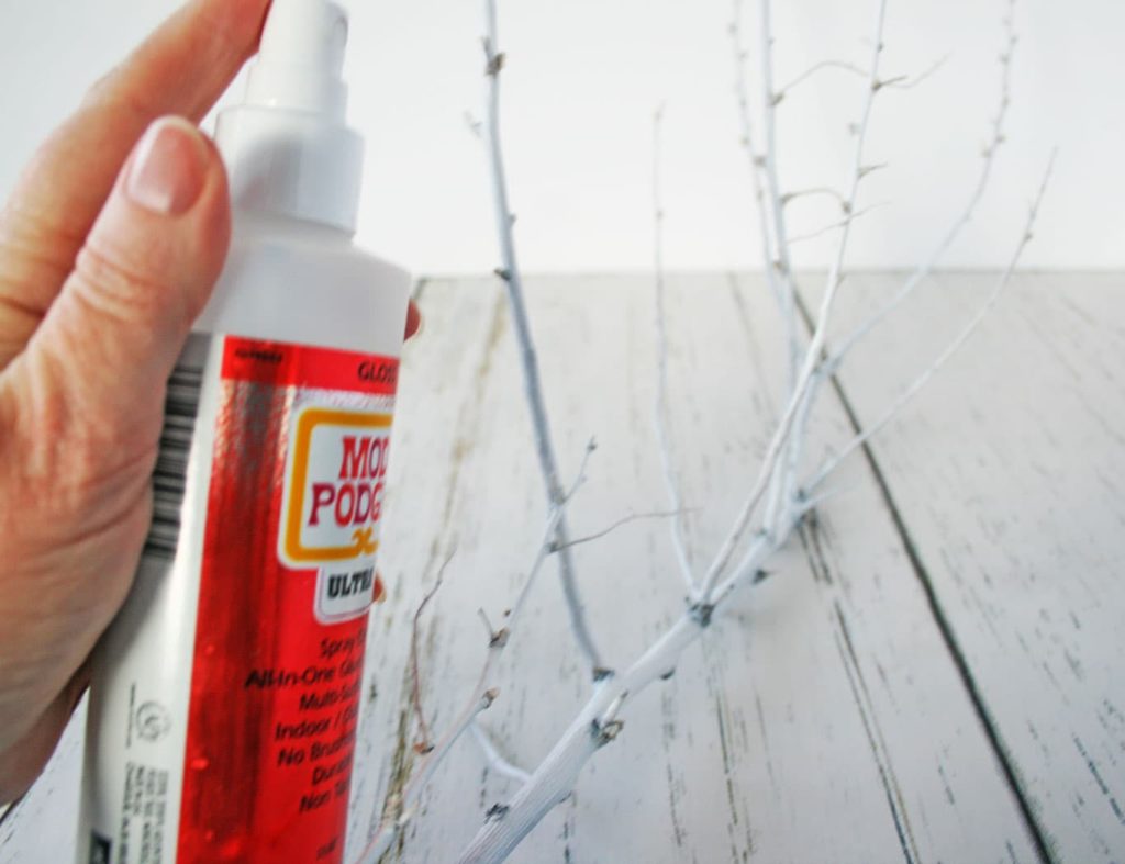Mod podge spray adhesive with white branch