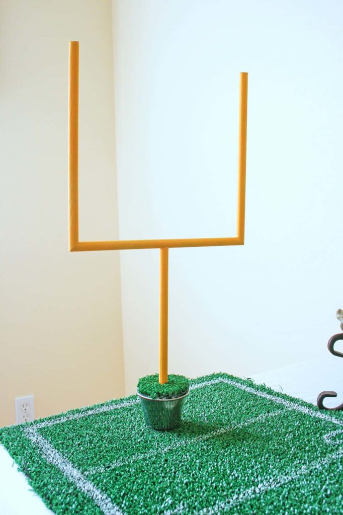 Football goalpost for a party on a table