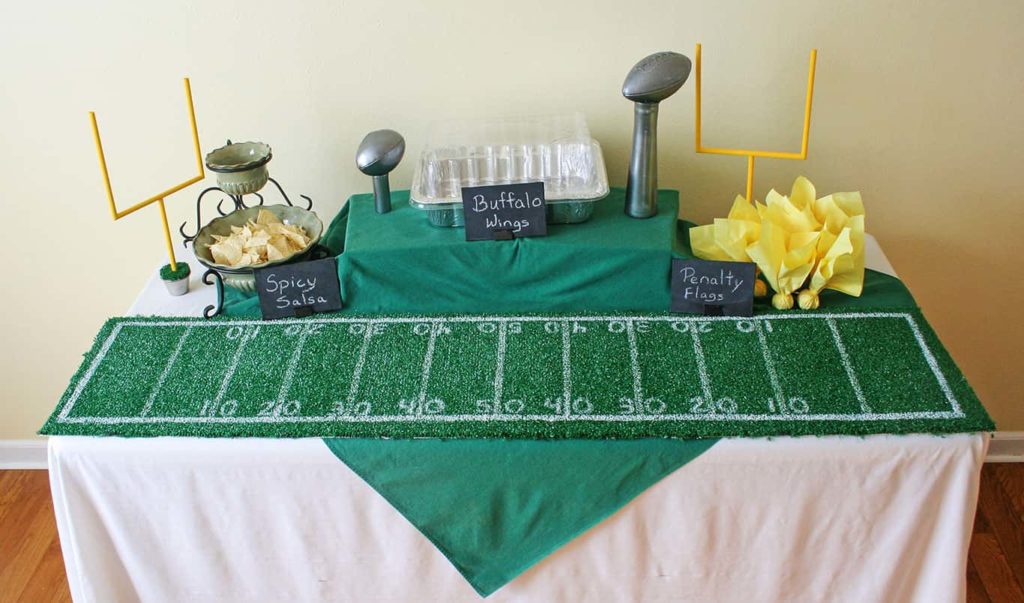Super Bowl party buffet table