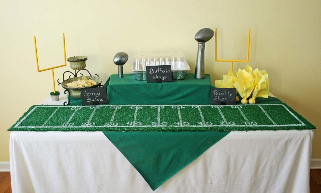 Super bowl party buffet table view 1