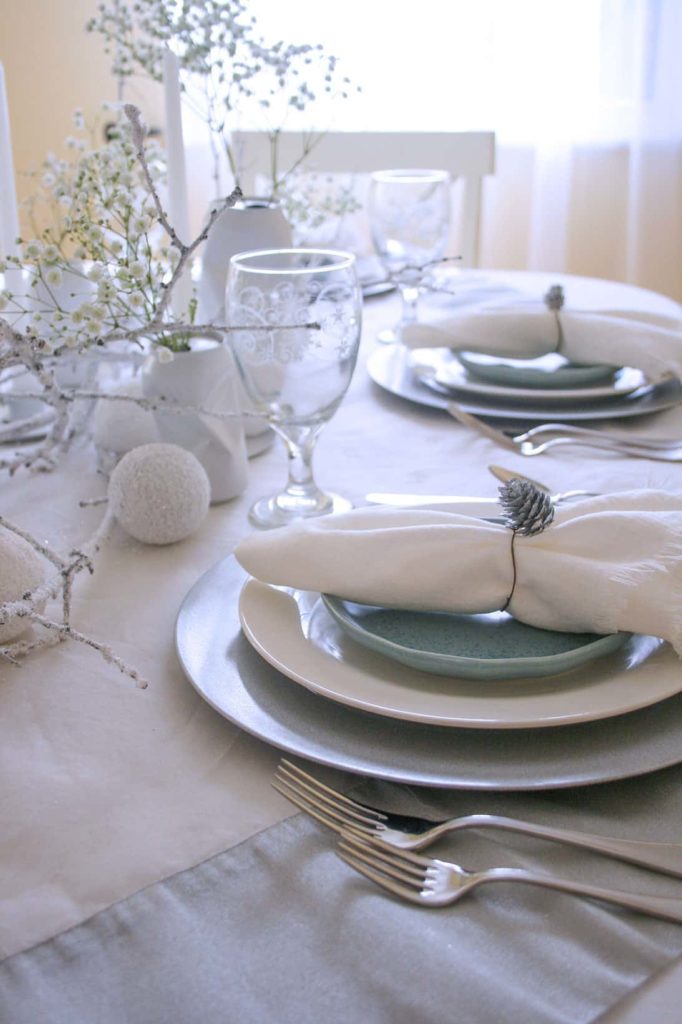 Long side view of place settings