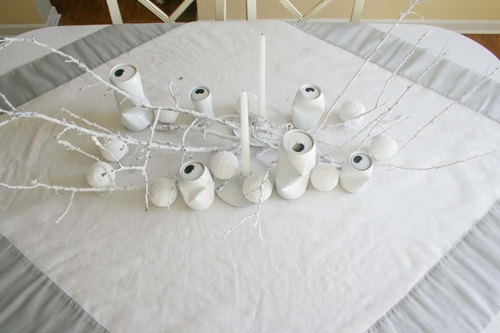 DIY Indoor snowballs added to tablescape