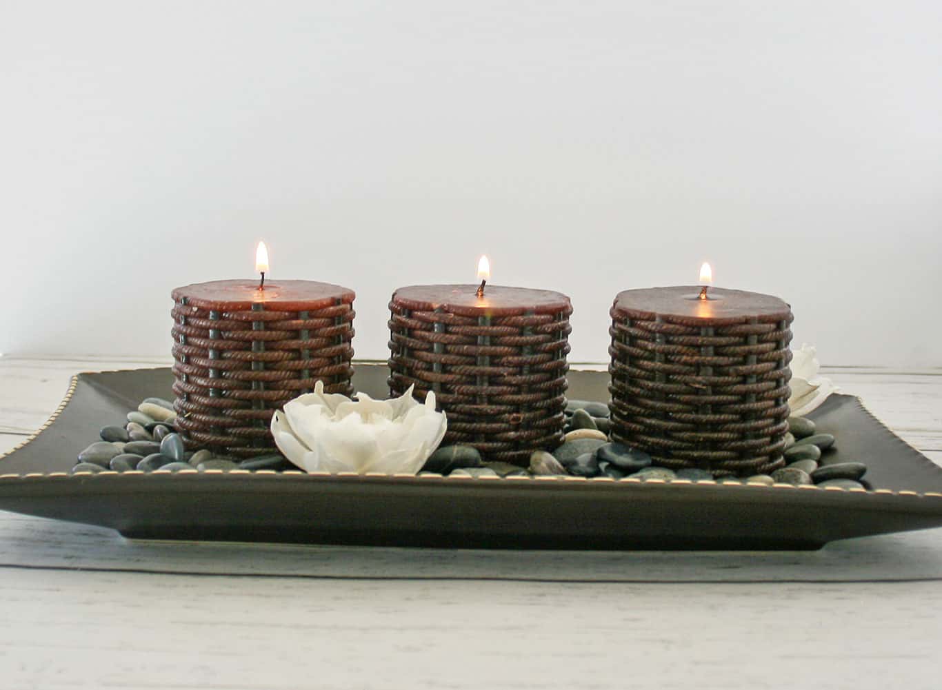 Decorate a dining table with candles lit