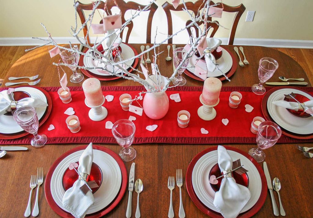Angled view of Galentine's table setting