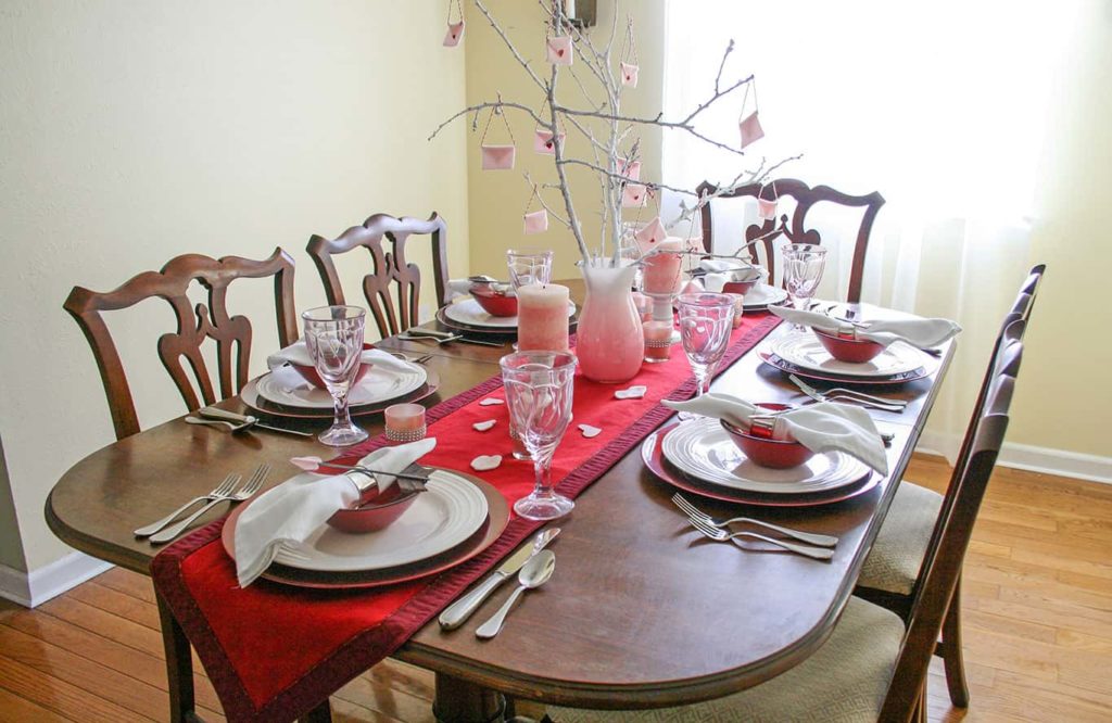 Side angle view of tablescape