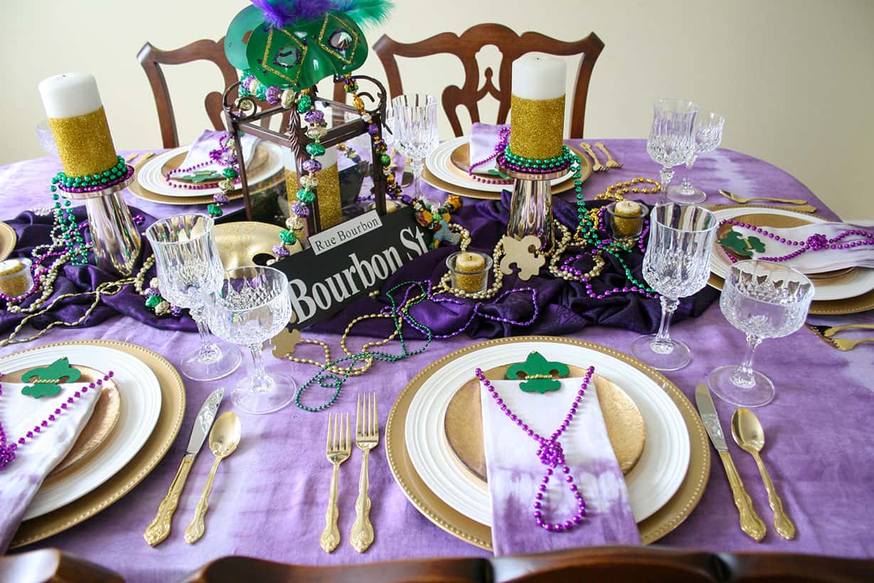 Right side of Mardi Gras table setting