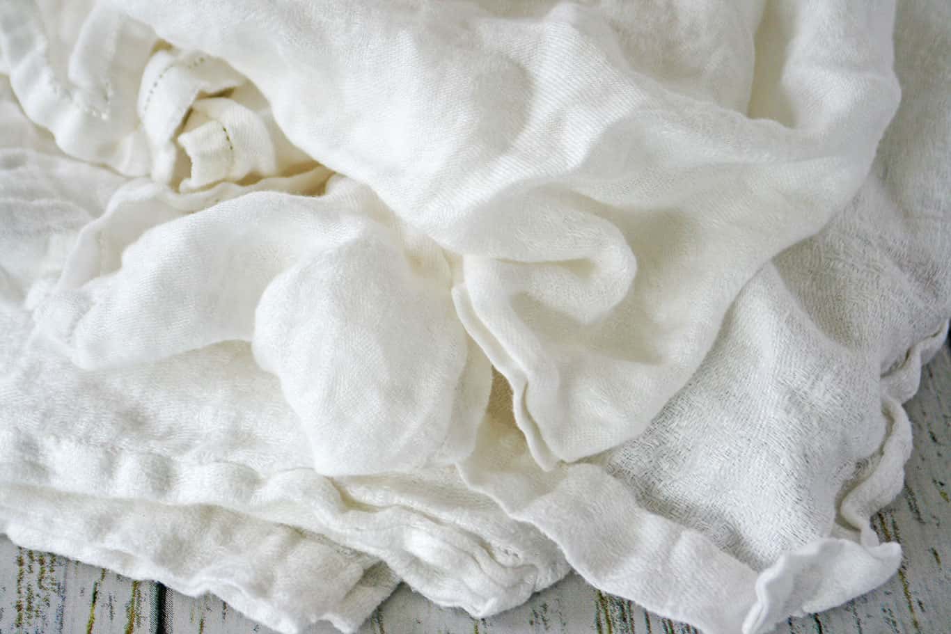 Pile of wrinkled tablecloths