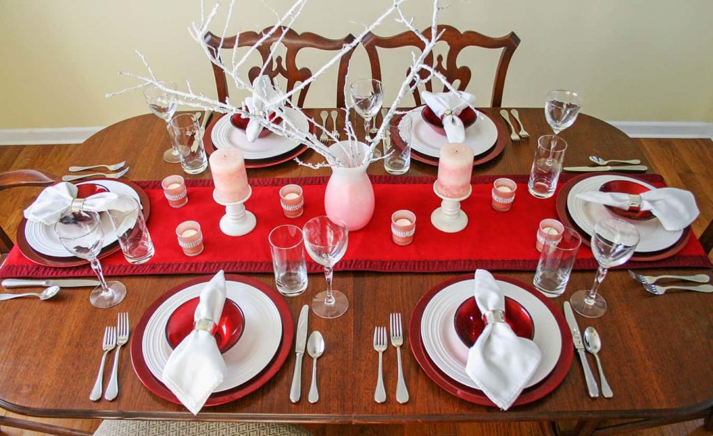 Completed transformation of casual to elegant table setting