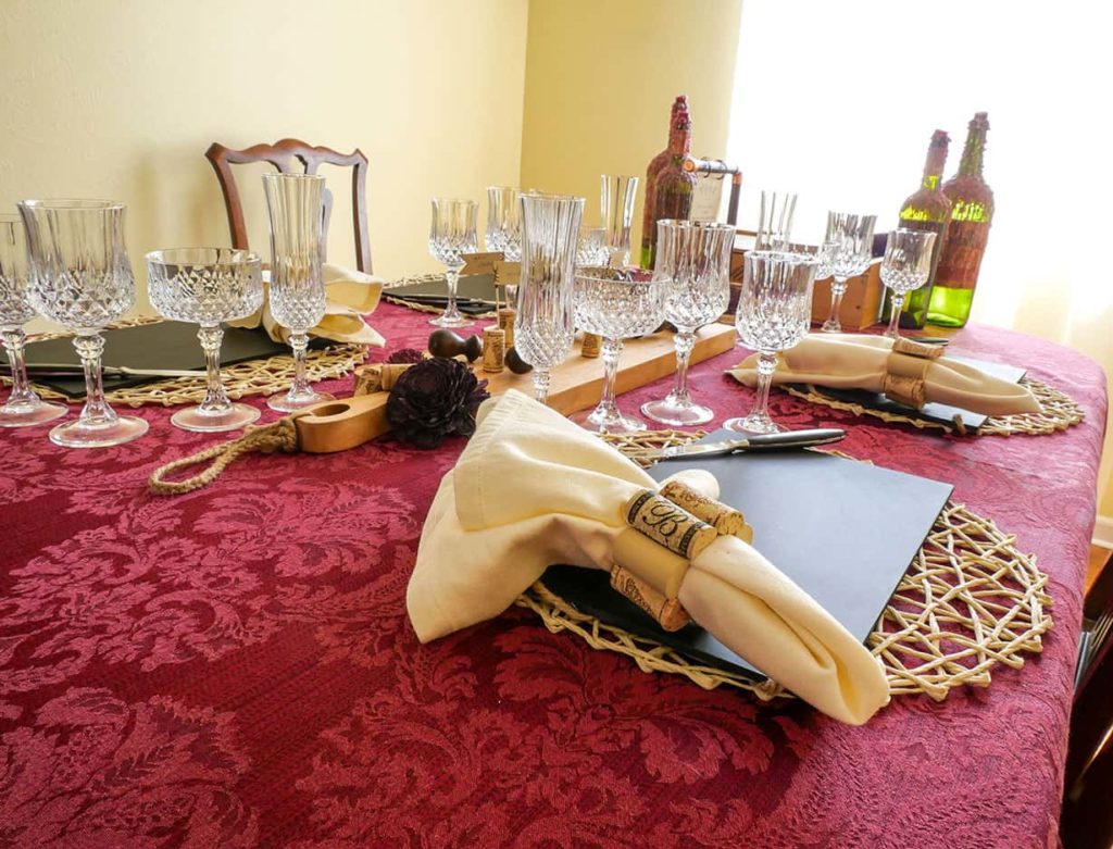 Side angle view of tablescape