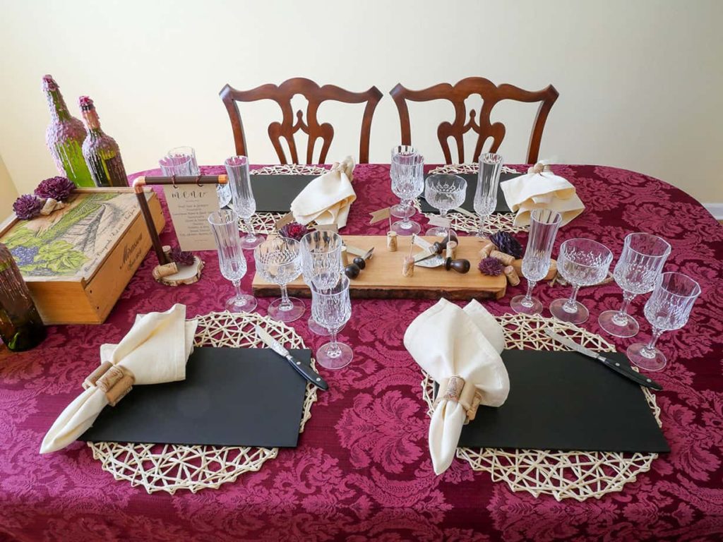 Side view of tablescape