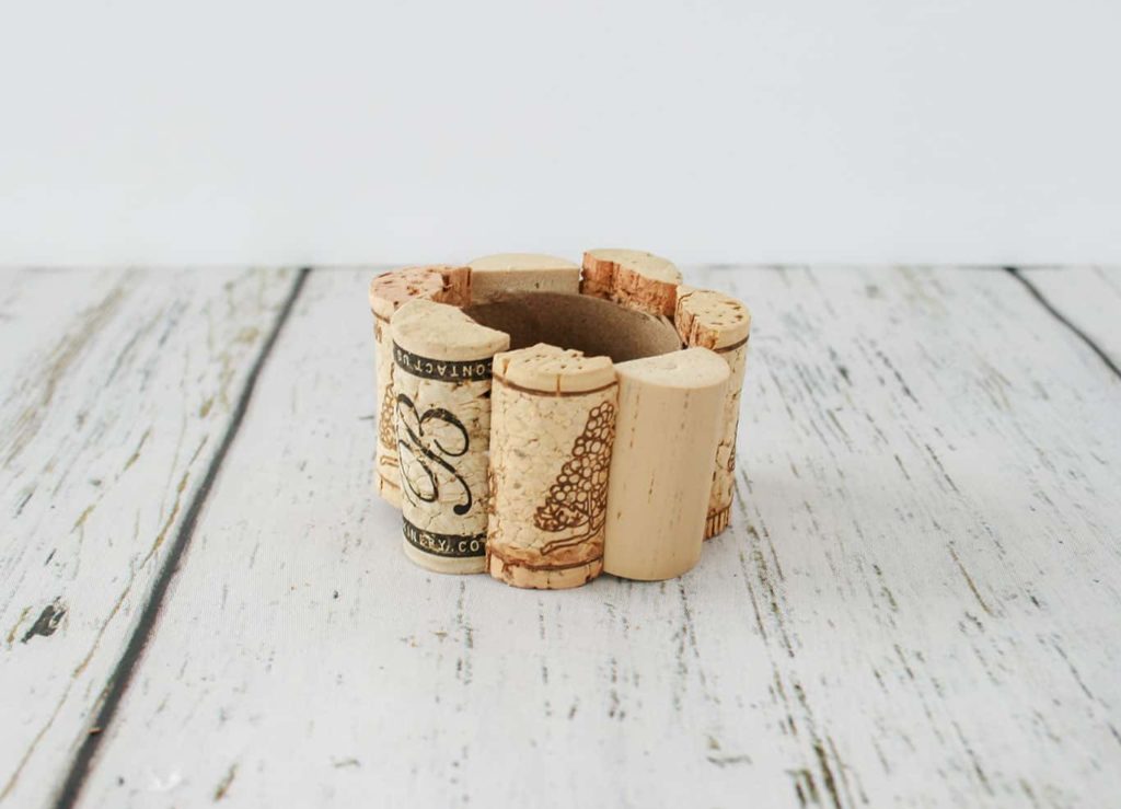 Completed easy diy wine cork napkin ring