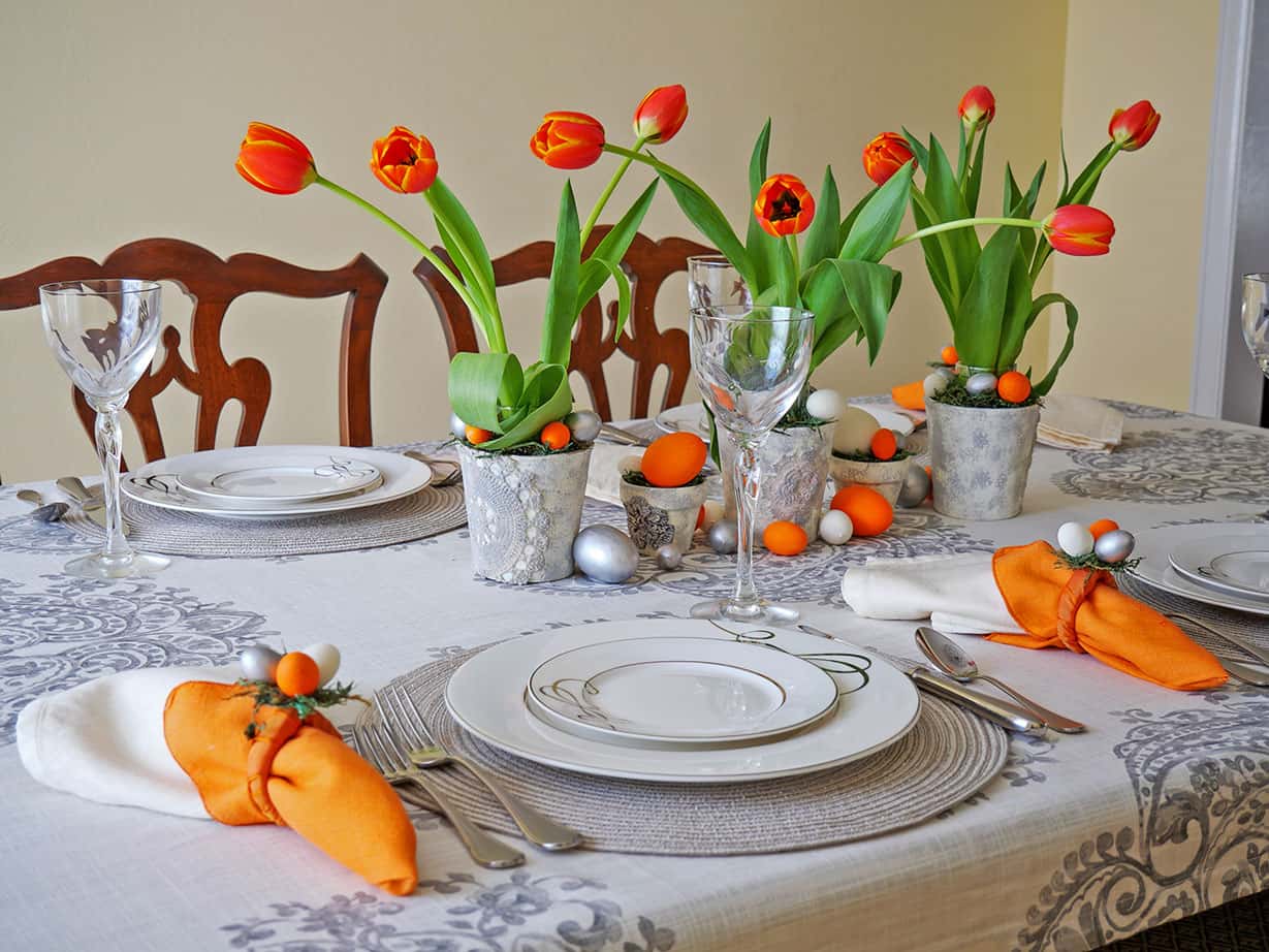Other side view of simple Easter table