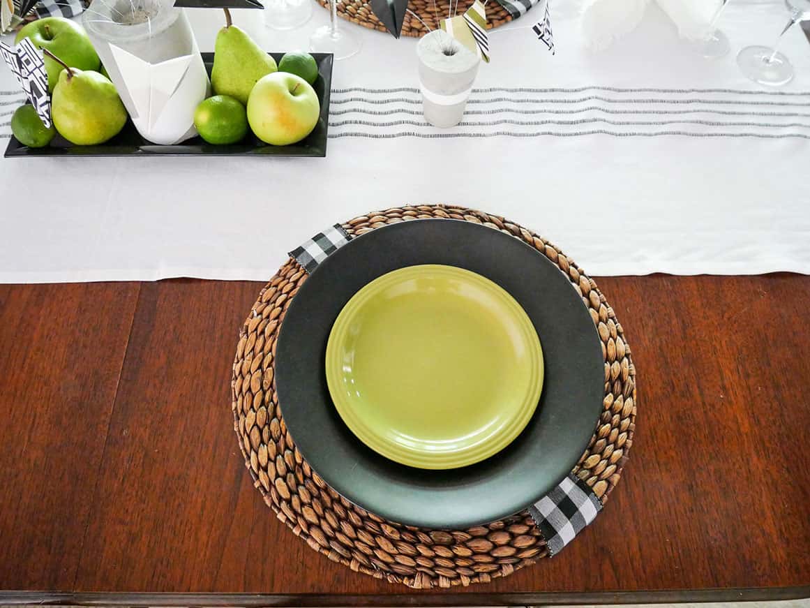 Green salad plate added to place setting