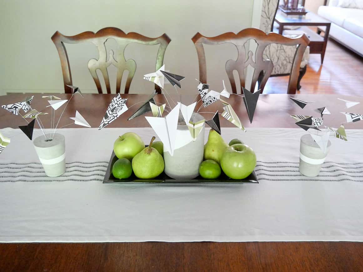 Angled view of simple Father's Day centerpiece