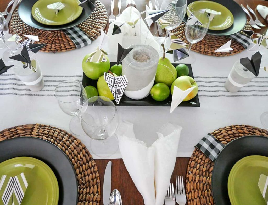 Overhead angle view of simple Father's Day tablescape