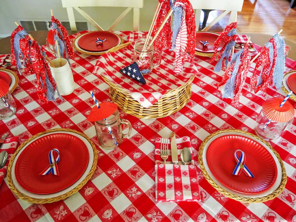 Completed centerpiece on Memorial Day table