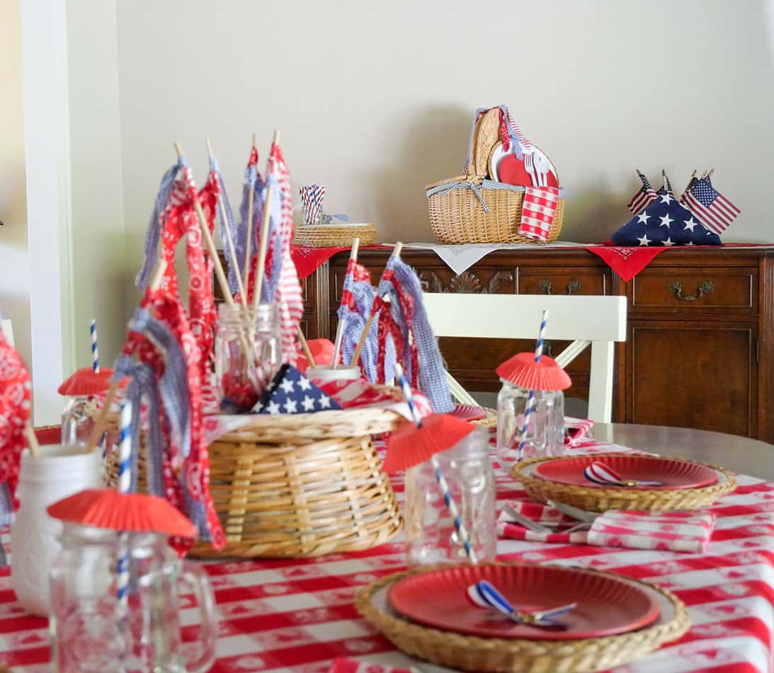 Memorial Day table setting centerpiece to back 2