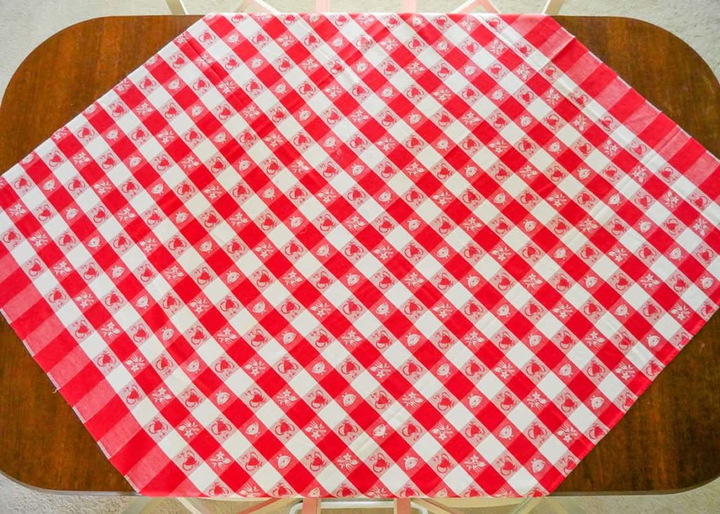 Memorial Day table setting red and white check tablecloth