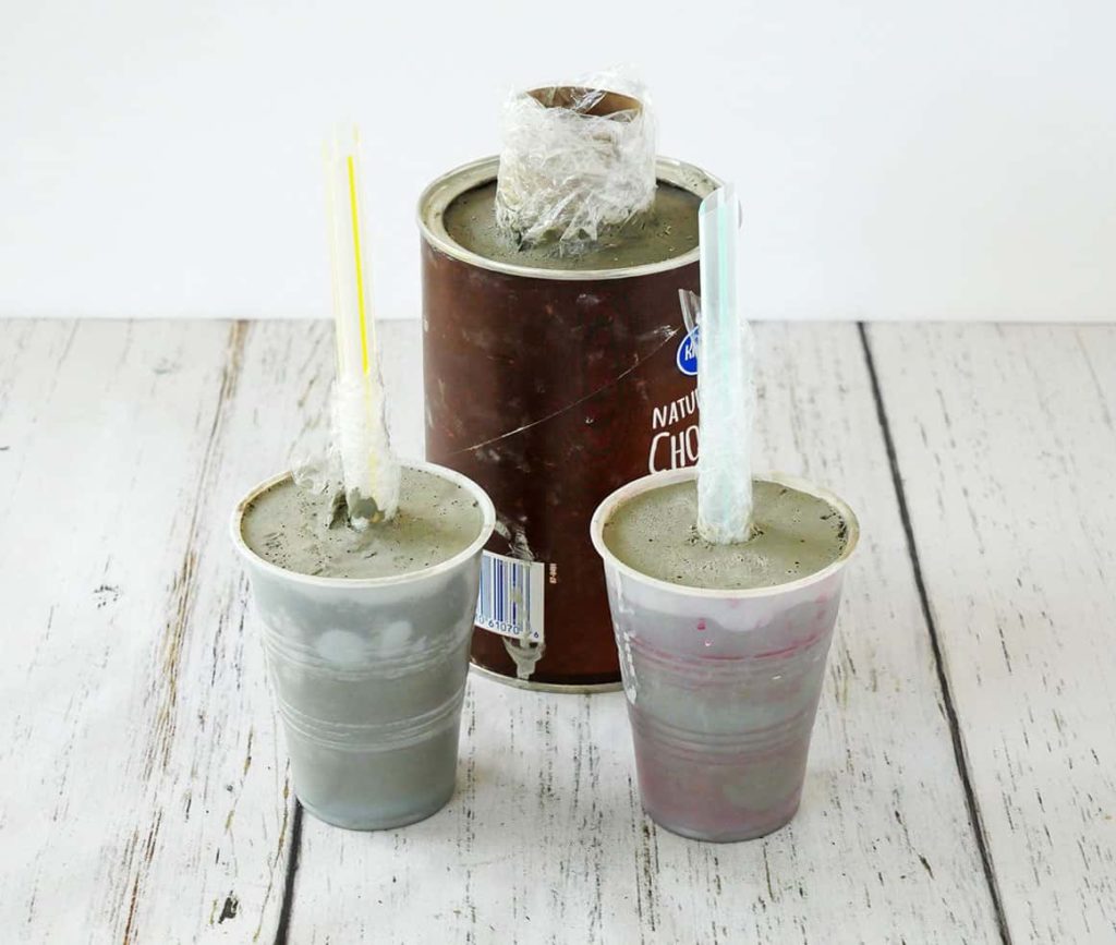 3 Easy Cement Vase DIY waiting to dry