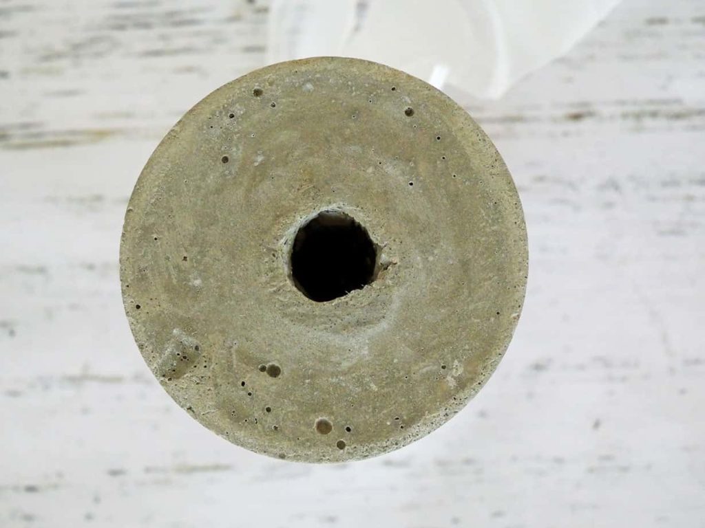 Hole made in simple cement diy vase