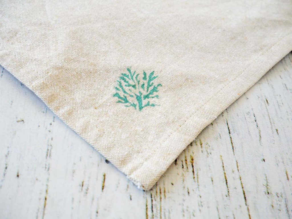 Completed Stencil cloth napkins diy