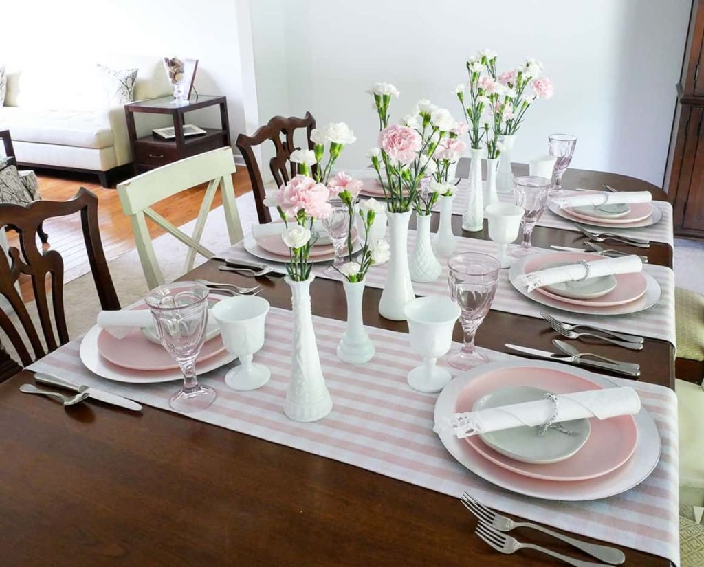 Setting a Pretty Table for Your Girlfriends using pink and white