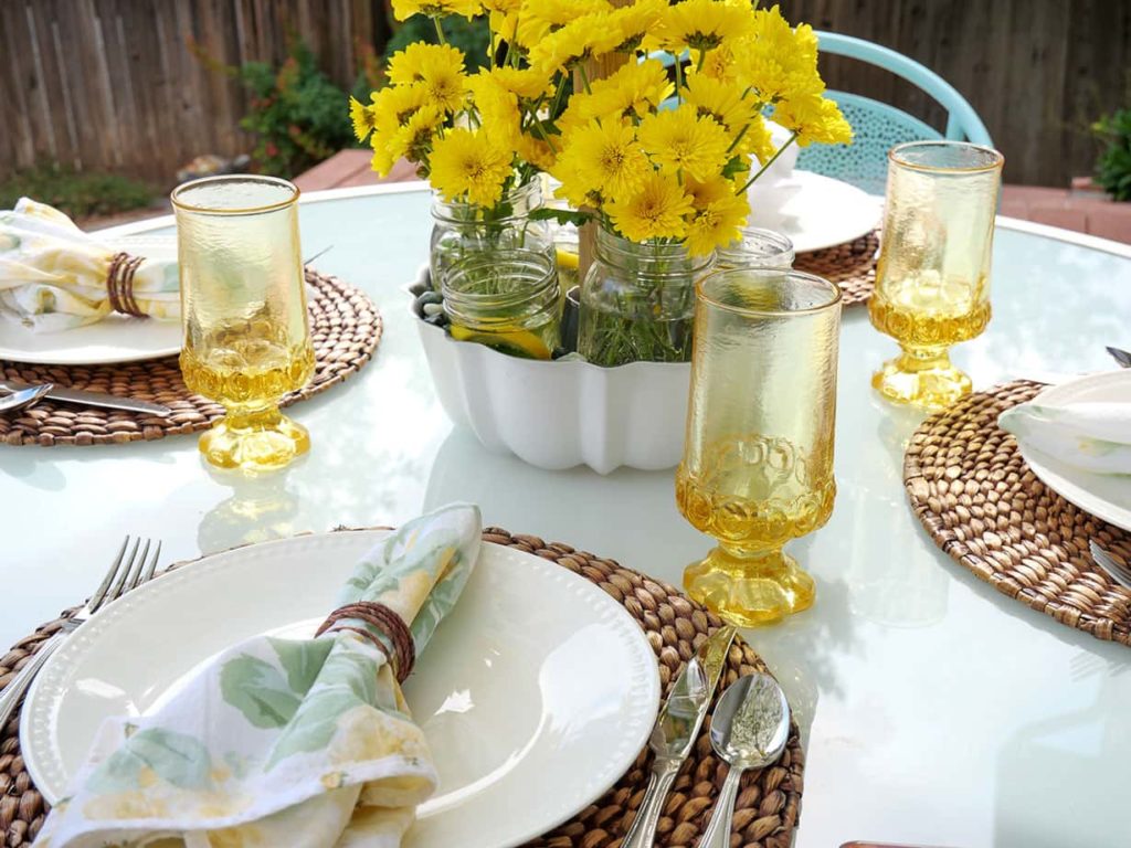 Side of Setting a Simple Summer Outdoor Tablescape