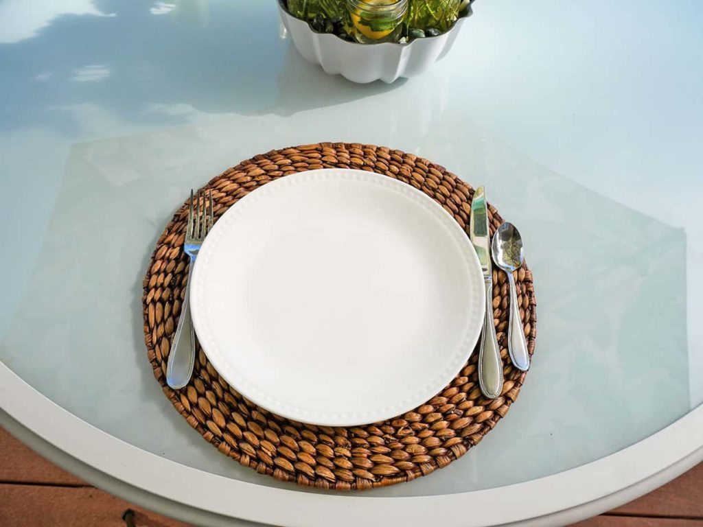 Flatware added to simple Summer outdoor tablescape