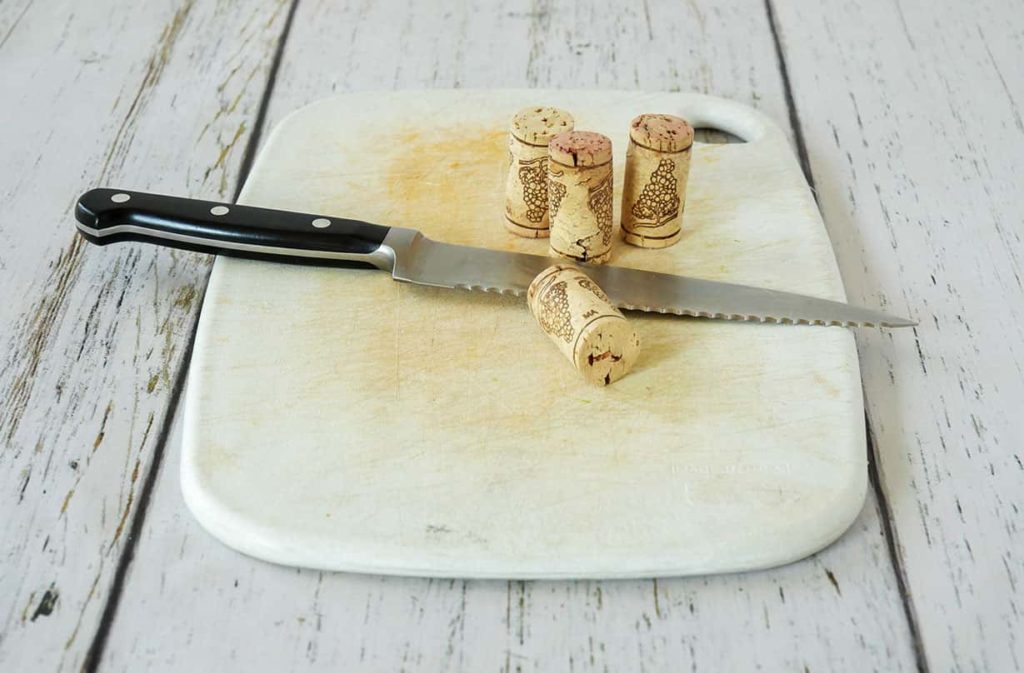 Cutting cork in half