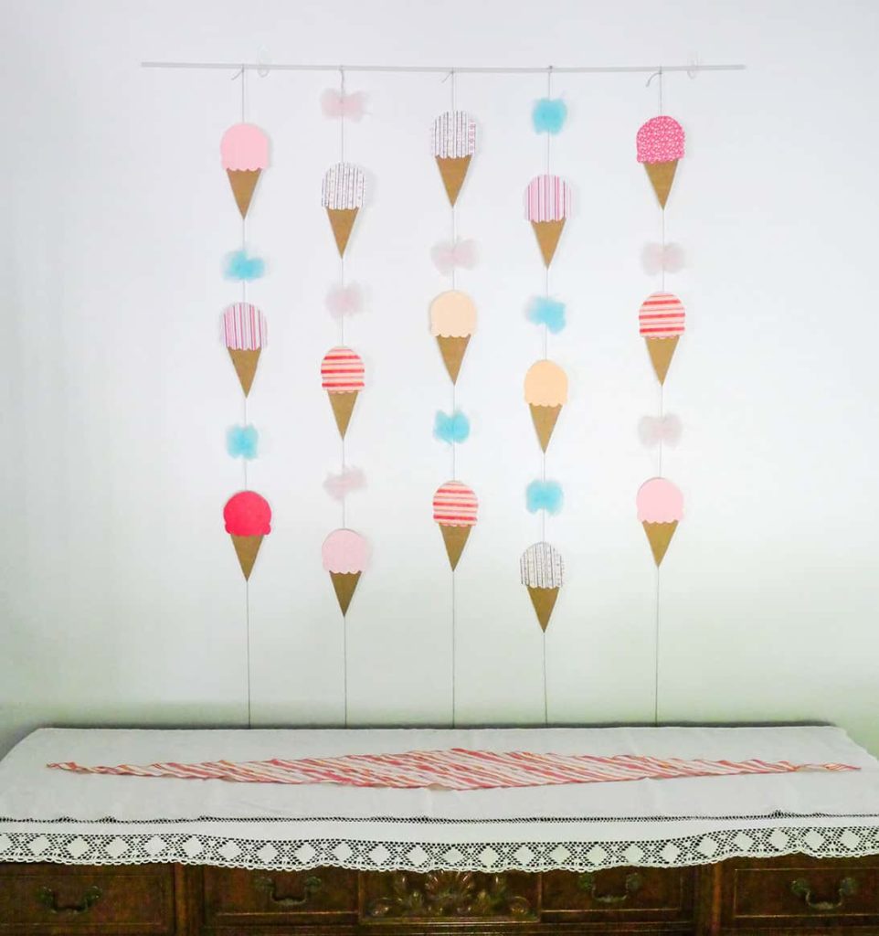 Easy ice cream party hanging decoration diy project