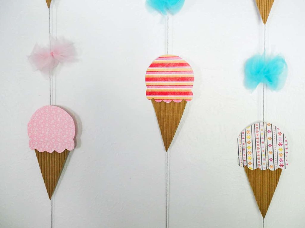 Easy Ice Cream Party Hanging Decoration DIY on wall