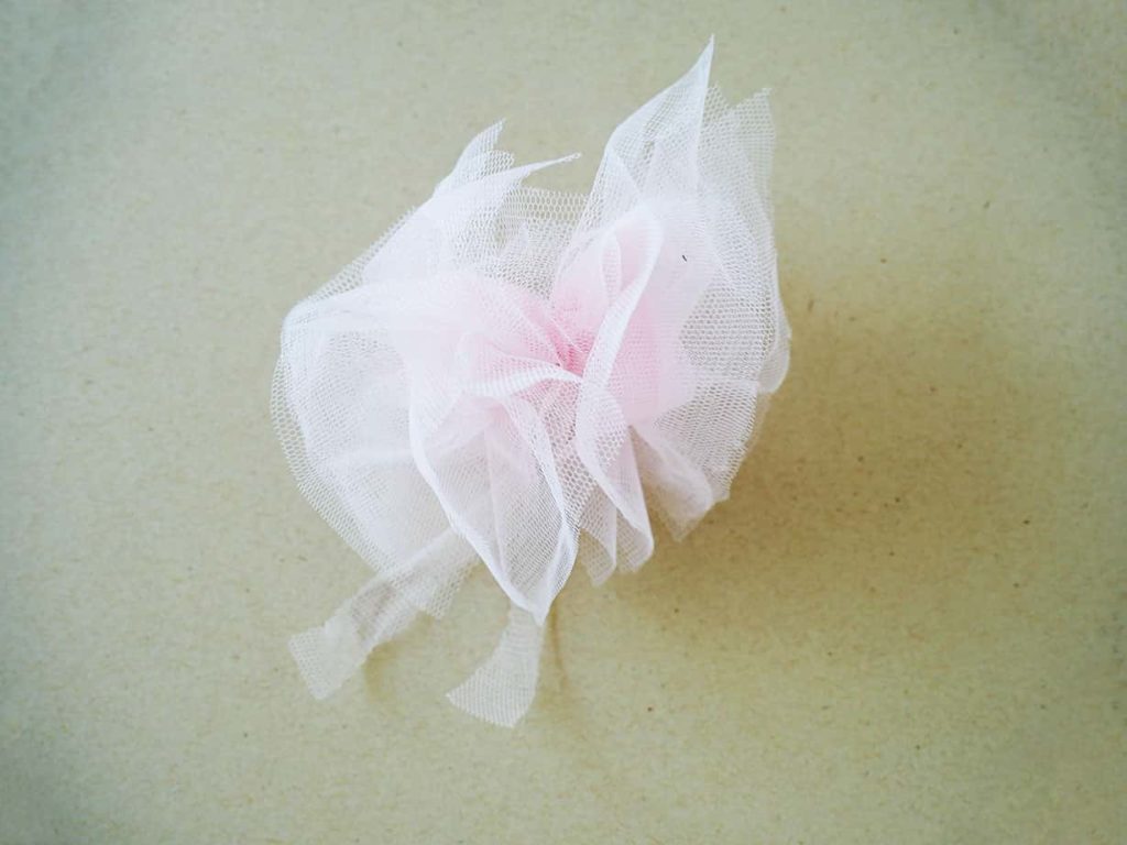 Completed tulle pom pom for Easy Ice Cream Party Hanging Decoration DIY