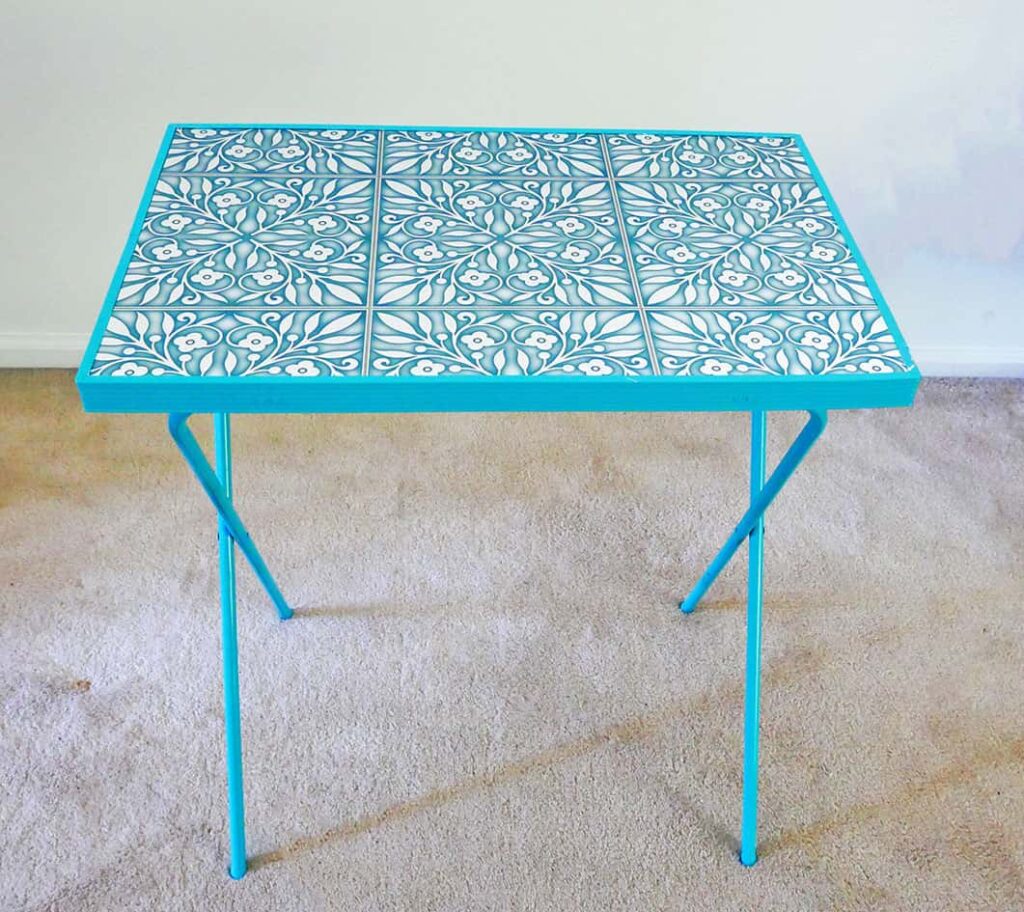 Completed Simple TV Tray Table Upcycle DIY